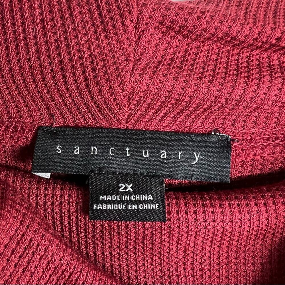 SANCTUARY Long Sleeve Cowl Neck Waffle Knit Tunic Burgundy NWT in 2X - Picture 3 of 5